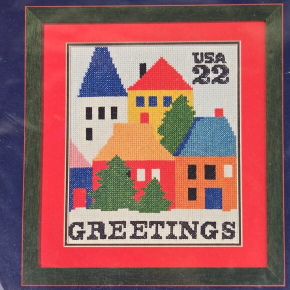 DMC "Houses Greetings" Counted Cross Stitch Kit US Postage Stamp Kit Collection - Picture 2 of 8